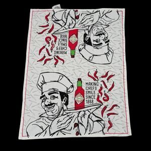 Tabasco Cotton Kitchen Towel Chili Pepper Chef Print 22.5x18 in